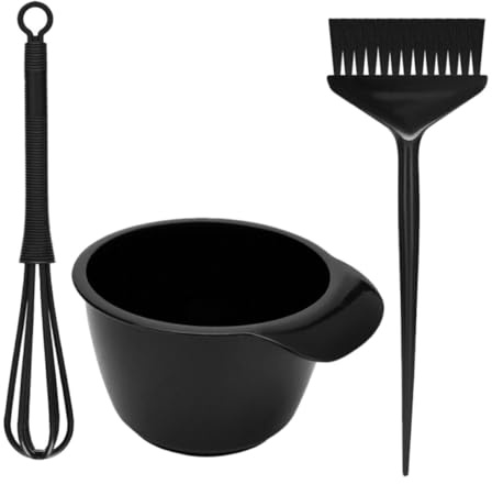 Uonlytech Kit Pinceau et Mélange Facile pour Application Uniforme et Bol de Teinture Capillaire en Pp Noir pour Salon de Coiffure Professionnel Réutilisable