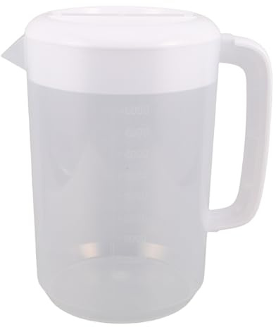Caraffa in Plastica Graduata 5L con Coperchio per Bevande | Frigorifero e Picnic, Adatta per Acqua Fredda o Calda, Latte, Succhi e Tè, 1 Pezzo