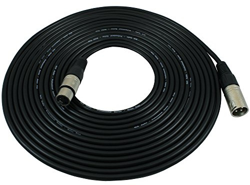 GLS Audio 25 foot Mic Cable Patch Cords - XLR Male to XLR Female Black Microphone Cables - 25' Balanced Mic Snake Cord - Single