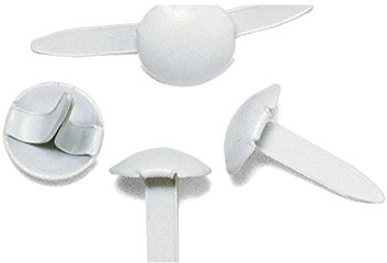 Rayher Brads Rund, 4 mm + 8 mm ø gemischt, Farbe weiß, Blisterbox 75 Stück, Mini-Brads für Scrapbooking und zum Basteln, Musterklammern, Spreizklammern, 7871602