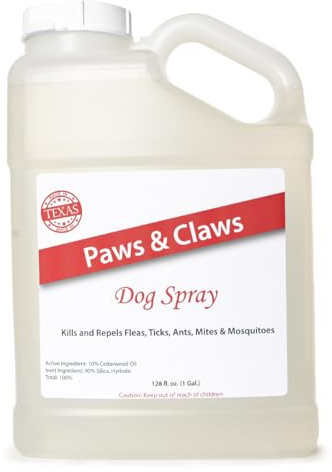 Paws and Claws Pet Spray - Natural Flea and Tick Repellent with Cedar Oil - Effective and Safe Pest Control for Dogs and Cats, Helps Repels Fleas, Ticks, and Mites, Pet Friendly (1 Gallon)