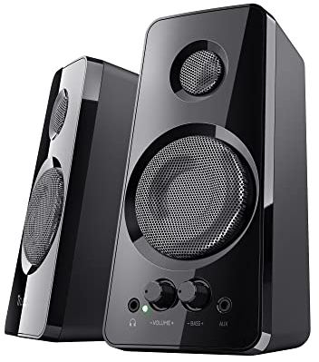 Trust Tytan Enceinte PC 2.0 pour Ordinateur, 36 Watt, Jack 3.5 mm, Alimentation USB, Speaker avec Connexion Line-in pour Tablette, Téléphone, PC, Laptop - Noir