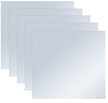 5 pezzi di zinco puro. Piastra di zinco per laboratori di scienze - elevata purezza 99.99%, 100 x 100 x 0.2mm