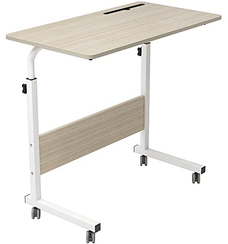 soges Computertisch Laptoptisch höhenverstellbar PC-Tisch mit Rollen mit Einschnitt als Ständer für iPad 80CM*40CM