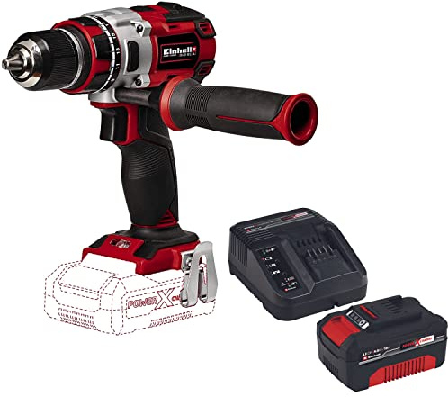Einhell Taladro atornillador a batería - TP-CD 18 Li Brushless Solo Power X-Change. Iones de litio, par de 60 Nm, motor sin escobillas, mandril de metal de 13 mm, con batería de 4.0Ah y cargador