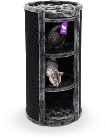 Petrebels Kratztonne XL Superdome 100 cm hoch, Ø 50 cm, Design Kratztonne für große Katzen, extra Breit für Ultimative Stabilität, Farbe Schwarz