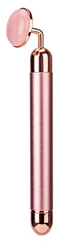 Rongchuang Jade Vibration Roller Massagegerät mit Kasten, Elektrisch 100% Natürlicher Rosenquarz Jade Roller Gesicht Und Augenmassagegerät, Gesichtsstraffing, Anti-Falten