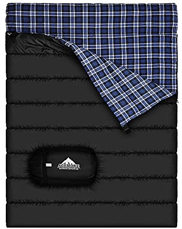 Saco de dormir doble de franela de algodón para camping, senderismo o senderismo. Saco de dormir impermeable para 2 personas, para adultos o adolescentes. Camión, tienda de campaña o saco de dormir