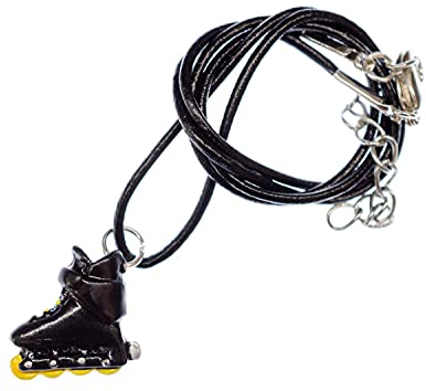 Miniblings Collana in pelle per bambini con pattini a rotelle, 18mm, non noto