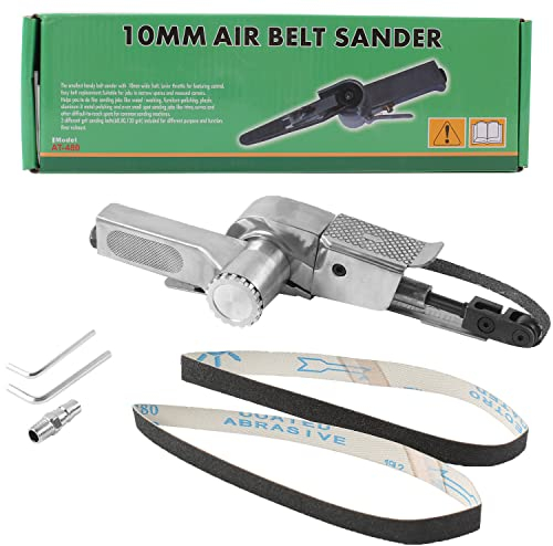 MaxAwe Druckluft Bandschleifer, Luftbandschleifer für Schleifbänder 520 x 20 mm, fingerschleifer mit 3 Schleifbändern (stufenlos verstellbar, 16000 U/min) (520 x 20 mm)