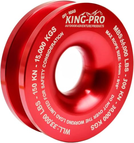 King-PRO Snatch Recovery Ring, 45000 lbs Winch Snatch Block Pulley Towing Ring, for ATV UTV SUV Truck Off-Road Vehicle Towing Soft Shackle Recovery（Red）