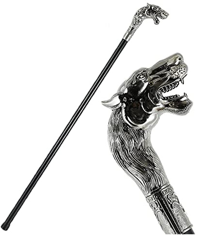 Wolf Walking Stick - Herren Vintage Walking Cane - Metall Wolf Kopf Elegant Gentleman Walking Sticks Cosplay Stöcke für Männer und Frauen