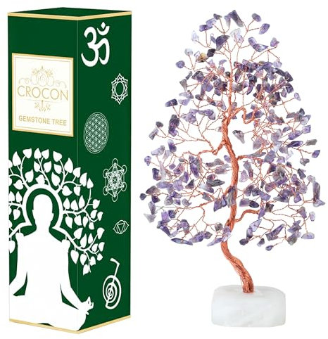 Amethyst Crystal Chakra Tree of Life Spiritual Healing Meditation Gift Bonsai Tree for Home & Room Decor Crystal Gift for Women Mum Sister Birthday Gifts for Women Men Housewarming Present 10-12 Inch