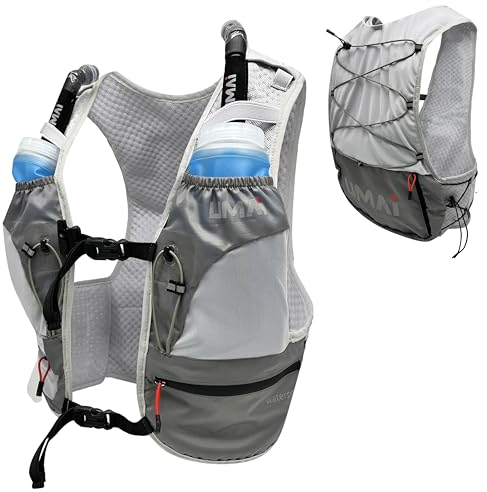 Trinkweste, leichter Wasserrucksack, mit zwei weichen Flaschen, Trinkrucksack für Männer und Frauen, Laufen, Trinkweste für Outdoor, Trailrunning, Wandern, Radfahren, Rennen, Klettern (S/M)