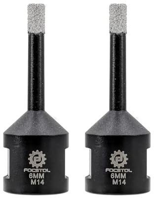 FOCSTOL Brocas Diamante - 2 piezas 6mm Corona Diamante para Porcelanico Baldosa Cerámica Mármol Granito Cuarzo para M14 Rosca Amoladora Angular