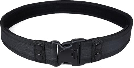 Military-Grade Tactical Belt, 5 Tactical Colorways, 25-47 Adjustable Waist Hunting Hiking Camping Duty Belt Police Duty Belts Law Enforcement Security (Black, S)