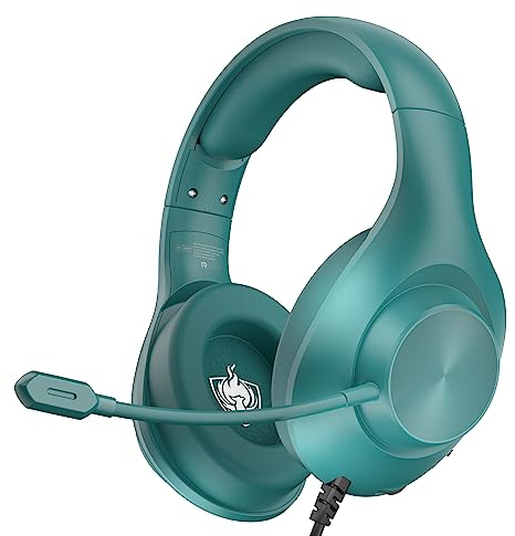 YOTMS Gaming Headset PS4 Headset with 7.1 Surround Sound, Gaming Over Ear Headphones with Noise Cancelling Flexible Mic Memory Earmuffs, for PC, PS5, PS4, Xbox Series X/S, Switch (Cyan)