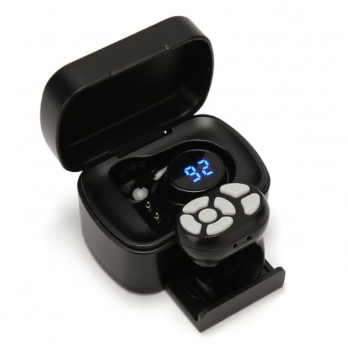 Dpofirs Scrolling Ring with Charging Case, Wireless Remote Control App Page Turner, Bluetooth Camera Video Recording Remote, 120H Playtime (Black)