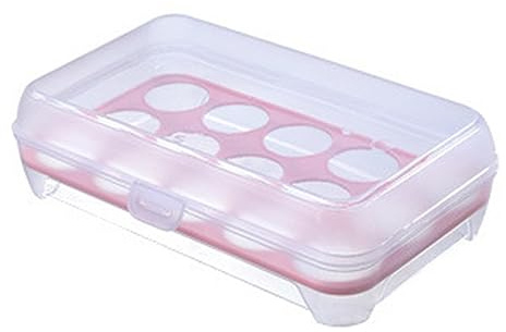 Tsuchiya Huevera para frigorífico, caja para huevos con 15 compartimentos para el frigorífico, recipiente dispensador apilable con tapa para cocina, viajes, camping