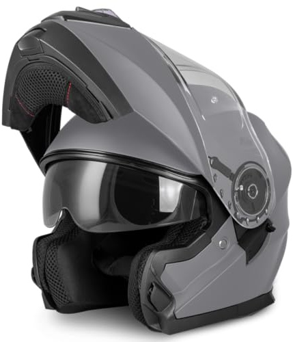 VINZ Santos Klapphelm mit Sonnenblende | ECE 22.06 & PINLOCK vorbereitet | Motorradhelm für Herren & Damen | Integralhelm / Mopedhelm Klappbar | Flip-Up Helm Motorrad | Größe XS–XXL