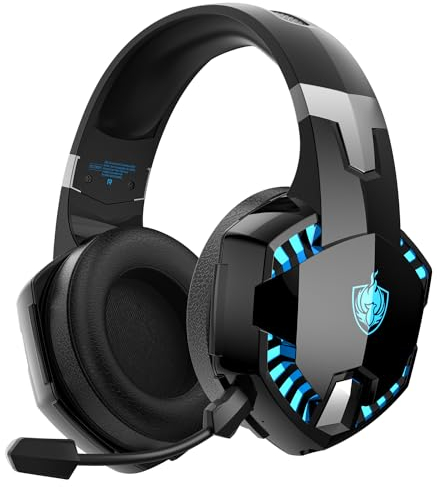 YOTMS PS4-Gaming-Headset für PS5, PC, Switch, G2000 Pro, kabellose Bluetooth-Over-Ear-Kopfhörer für Telefon, Laptop, mit abnehmbarem Mikrofon mit Geräuschunterdrückung, Stereo-Sound (blau)