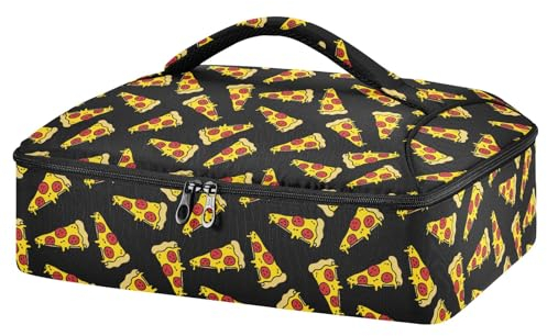 Mnsruu Contenitore per pizza e formaggio, per cibi caldi o freddi, borsa termica per casseruola, con coperchio, per viaggi, feste, picnic, Pizza Al Formaggio, Taglia unica