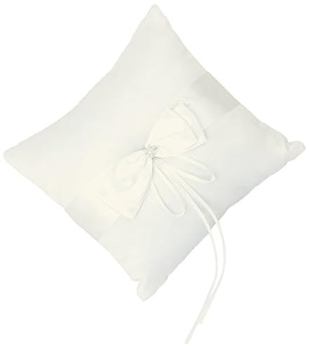 STOBAZA Eheringkissen 10x10cm aus Satin mit Doppelter Schleife