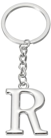 PATIKIL Silber Schlüsselanhänger Buchstabe R, Metall Buchstaben Anhänger mit Schlüsselringe, Anfangsbuchstaben Schlüssel Anhänger für Damen Herren Taschen Rucksack Autoschlüssel Dekoration