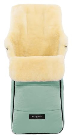 WERNER CHRIST Baby Baby - Coprigambe in pelliccia di agnello Arosa - Passeggino caldo (bambini dai 6 ai 36 mesi), in pelliccia medica, colore: verde