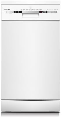 Edesa Lavavajillas Libre Instalación EDW-4710 WH/A, 10 Cubiertos, Ancho 45 cm, Silencioso 47 dB, Triple Sistema Seguridad, 8 Programas Especiales, Dispensador y Cestillo, Acabado Acero inoxidable