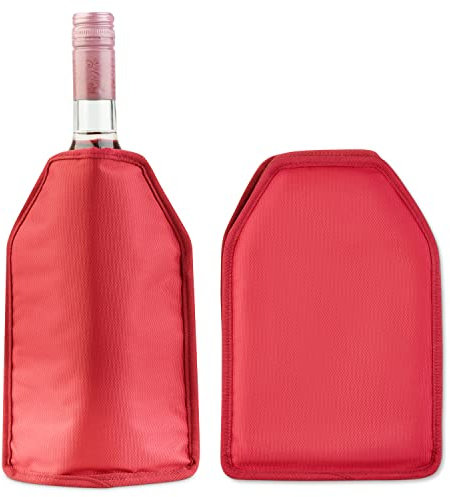 Premium Black Solid Gel Wine Cooler Sleeve: Reusable, High-Quality Insulation for Keeping Wine Bottles Chilled and Ready to Serve (Red)