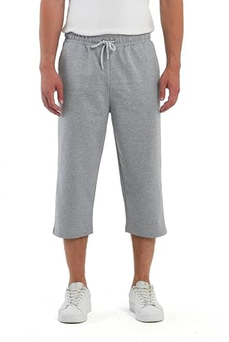 COMEOR Short de sport pour homme – Pantalon 3/4 Capri pour homme – Short de course en coton