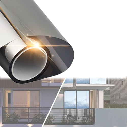 Fensterfolie Spiegelfolie Wärmereflektion Selbstklebend Spiegelfolie Fenster Sichtschutz Anti-UV Privatsphäre Glas Fenstertönung Glatt Fensteraufkleber Sonnenschutzfolie Wärmegrad Kontrolle 50* 200cm(