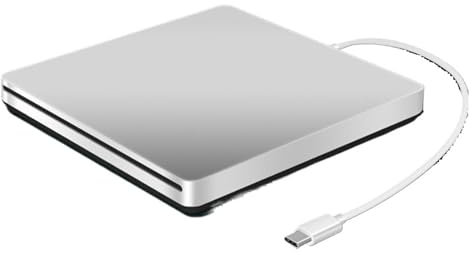 USB External CD/DVD Drive Type C Portable Drive-Free CD Movies Players(Silver)