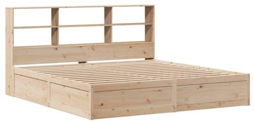 vidaXL Massivholzbett, Holzbett Bett ohne Matratze mit Kopfteil, Bettrahmen Bettgestell mit Lattenrost, Doppelbett für Schlafzimmer, 180x200 Kiefernholz