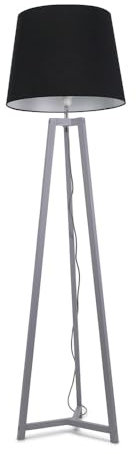 ValueLights | Grey Wood Tripod Floor Lamp with Black Tapered Fabric Lampshade Living Room Light | Floor Lamps, Home Décor & Improvement Essential
