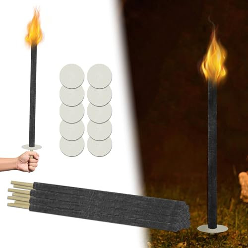 FIVMEN Lot de 10 torches de jardin en cire naturelle avec protection des mains pour la randonnée et le jardin 100 min
