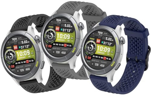 MIJOB 3 Piezas Correas de Silicona Compatibles con Amazfit Balance, Amazfit Cheetah y Amazfit Cheetah Pro, Correa Deportiva Impermeable, Transpirable y Suave, Apta para Hombres y Mujeres