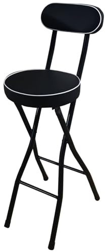 Sgabello da bar pieghevole con schienale imbottito altezza sgabello pieghevole per cucina all'aperto caffè nero 65 cm