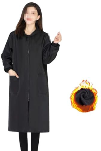 Delantal Tipo para Chef, Delantal Impermeable Grueso con Mangas, Delantal De Trabajo con Bolsillos para Cocinar Jardinería Pintura Limpieza(Negro,4XL)