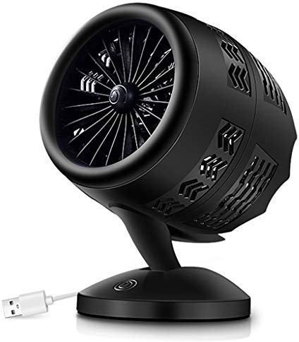 jiingekk Piccolo ventilatore da scrivania, doppia lama per tavolo piccolo ventilatore rotondo silenzioso regolabile inclinazione 5-20 ° rotante USB ricaricabile domestico