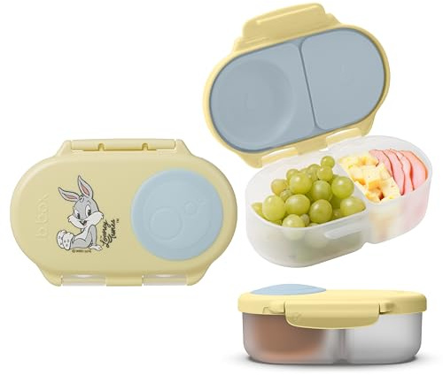 b.box Looney Tunes Snackbox | Mini Bento-Brotdose mit 2 auslaufsicheren Fächern | Ideal für Kleinkinder, Kinderlunch und Snacks | Passt für ein ganzes Stück Obst | BPA-frei