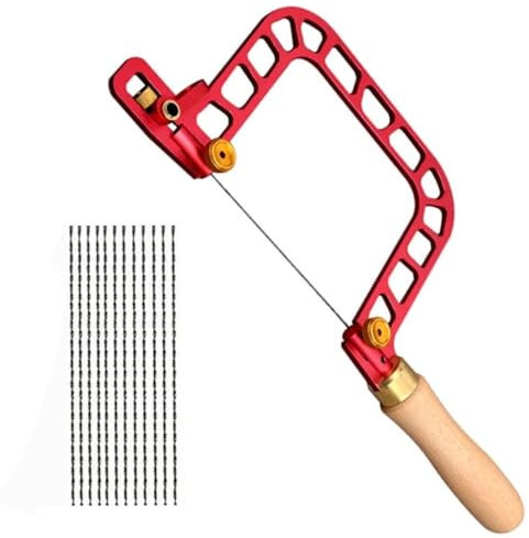 Sierra de mano para carpintería, marco de aleación de aluminio, mango de madera de 337 mm con alambre de diamante, corte versátil para cerámica, vidrio, madera y metal