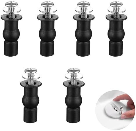 6 Pack Toilet Seat Fittings, Toilet Seat Bolts, Quick Release Toilet Seat Fixings, Heavy Duty Toilet Seat Fastener Bolt Kit, Toilet Seat Fittings, For Toilets Wc Blind Hole(Black)