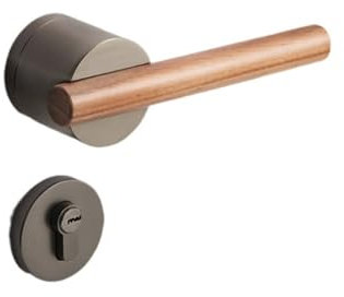 Serrure de porte de chambre à coucher, serrure de porte magnétique silencieuse d'intérieur, serrure de porte rétro, poignée de porte en bois massif de style chinois, serrure divisée de pièce(Golden[ma