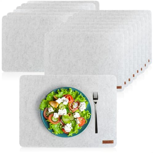 COM-FOUR® 16 tovagliette in feltro lavabili, tovagliette 44 x 32 cm | tovagliette resistenti al calore per 16 persone - tovagliette antiscivolo