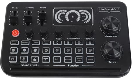 SUNGOOYUE Sound Card Mixer, Live Sound Card and Interface Board for Streaming, Podcasting, Gaming, Recording with Double Channel System, 44.1KHZ Sampling Rate and BP1048B2