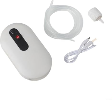 CWOQOCW Pompa aeratore portatile ricaricabile per esca viva, ossigenatore per acquari, con cavo USB, pietra porosa a doppio tubo, per attrezzatura da pesca (tubo singolo)