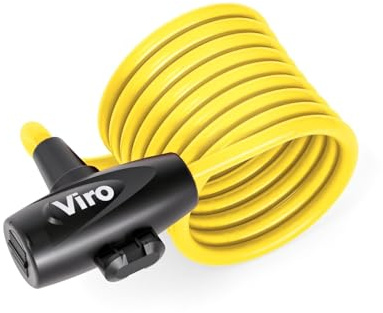 Viro | Hawaii, Lucchetto per Bici con Cavi Intrecciati in Acciaio, 8mm x 180cm, Giallo