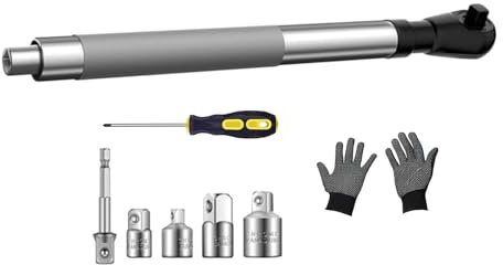 Folpus Llave de impacto extensible descentrada para taladro eléctrico, multifuncional, llave de trinquete de impacto de 1/2, ideal para espacios
